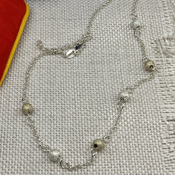 Vintage Milor Italy .925 Sterling Silver & Gold-Plated Stardust Bead Necklace - Picture 13 of 17